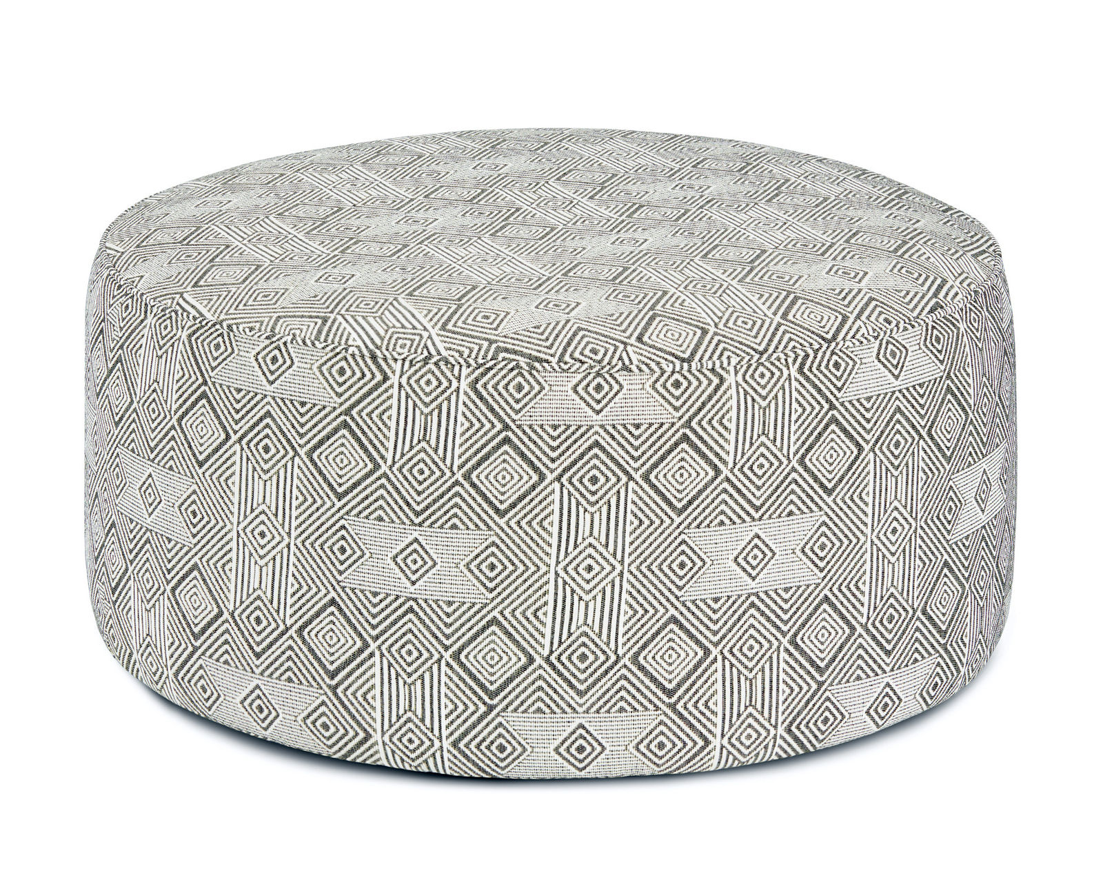 Popstitch Pebble Chaise 95.5" Sofa 9778 (performance fabric) - includes pillows - Nyos Charcoal 39" Round Cocktail Ottoman - 140