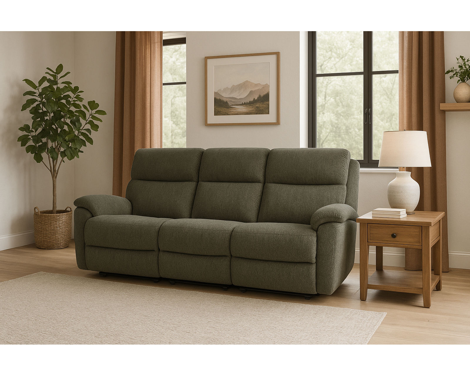 Porter 2865 Triple Power 74" Reclining Console Loveseat (+90 fabrics) - Porter Fabric Power Reclining Sofa with Drop Down Table, Power Headrest, & Lumbar