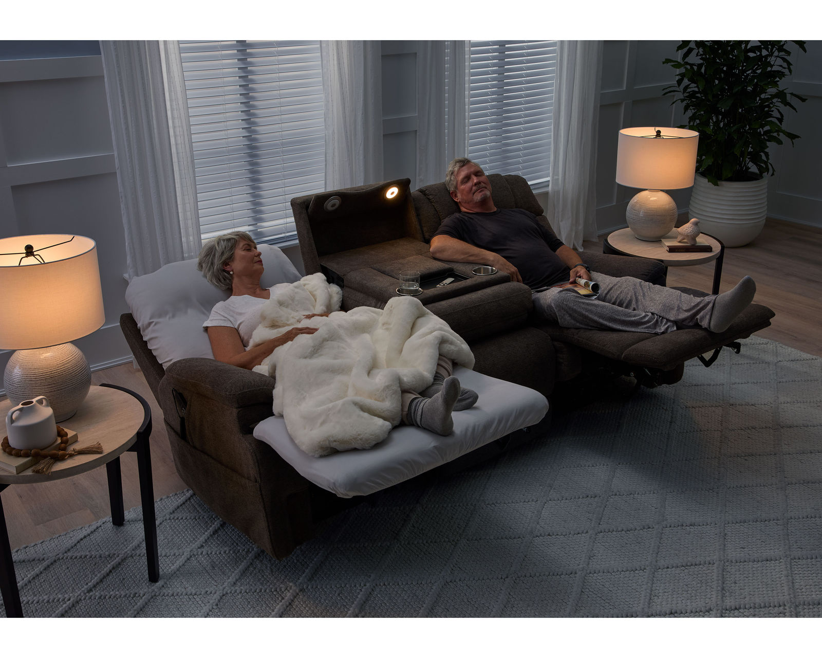 Zofa 1080 Power Sleep Sofa with Zero Gravity, Power Headrests, Lumbar Heat and Massage (3 colors) in stock