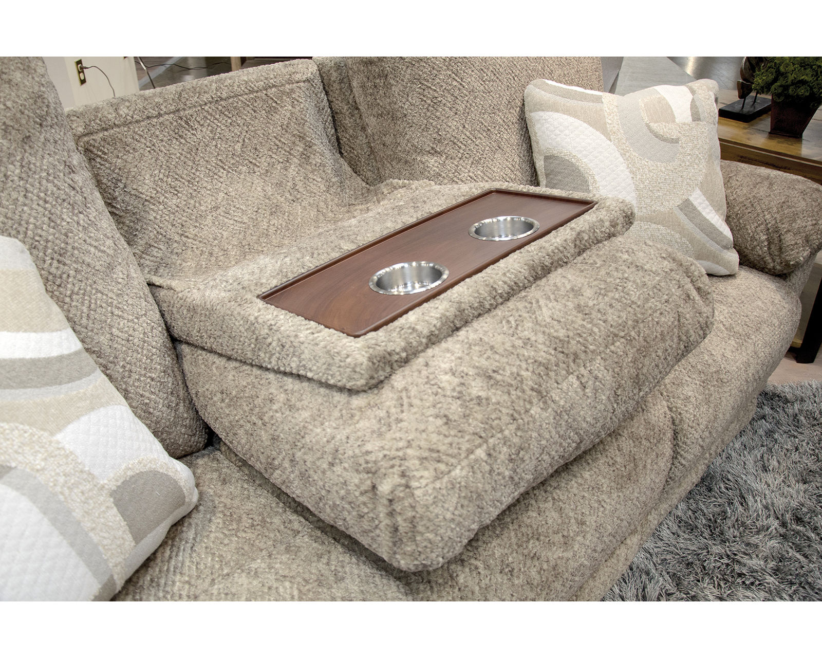 Beacon 88" Lay Flat Triple Reclining Sofa with Center Drop Down Table and Arm Storage - Reclining Sofa Features Center Dropdown Table with Cupholders