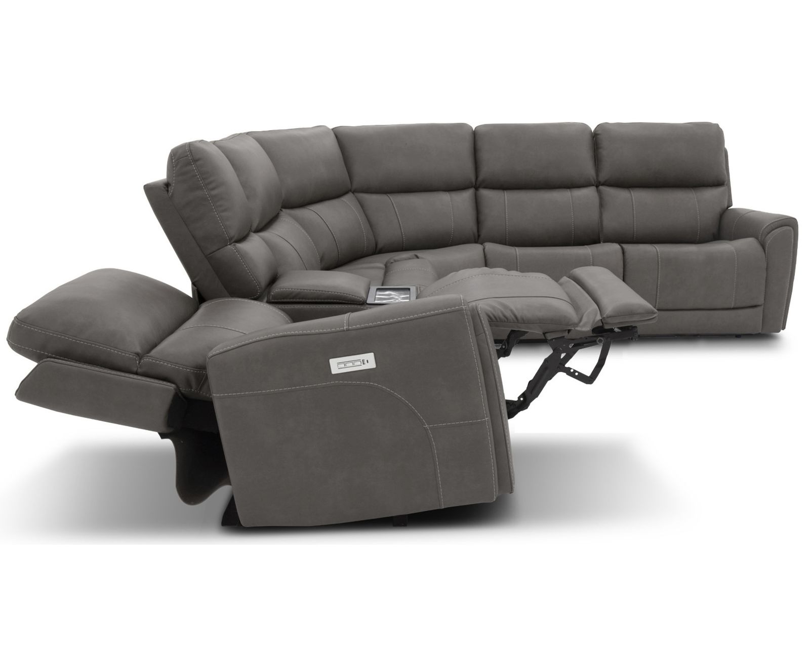 Carter 1587 Triple Power Reclining Sectional (2 colors) 866-02 -in stock - Layout A: Six Piece Reclining Sectional 124" x 111" (2 recliners)