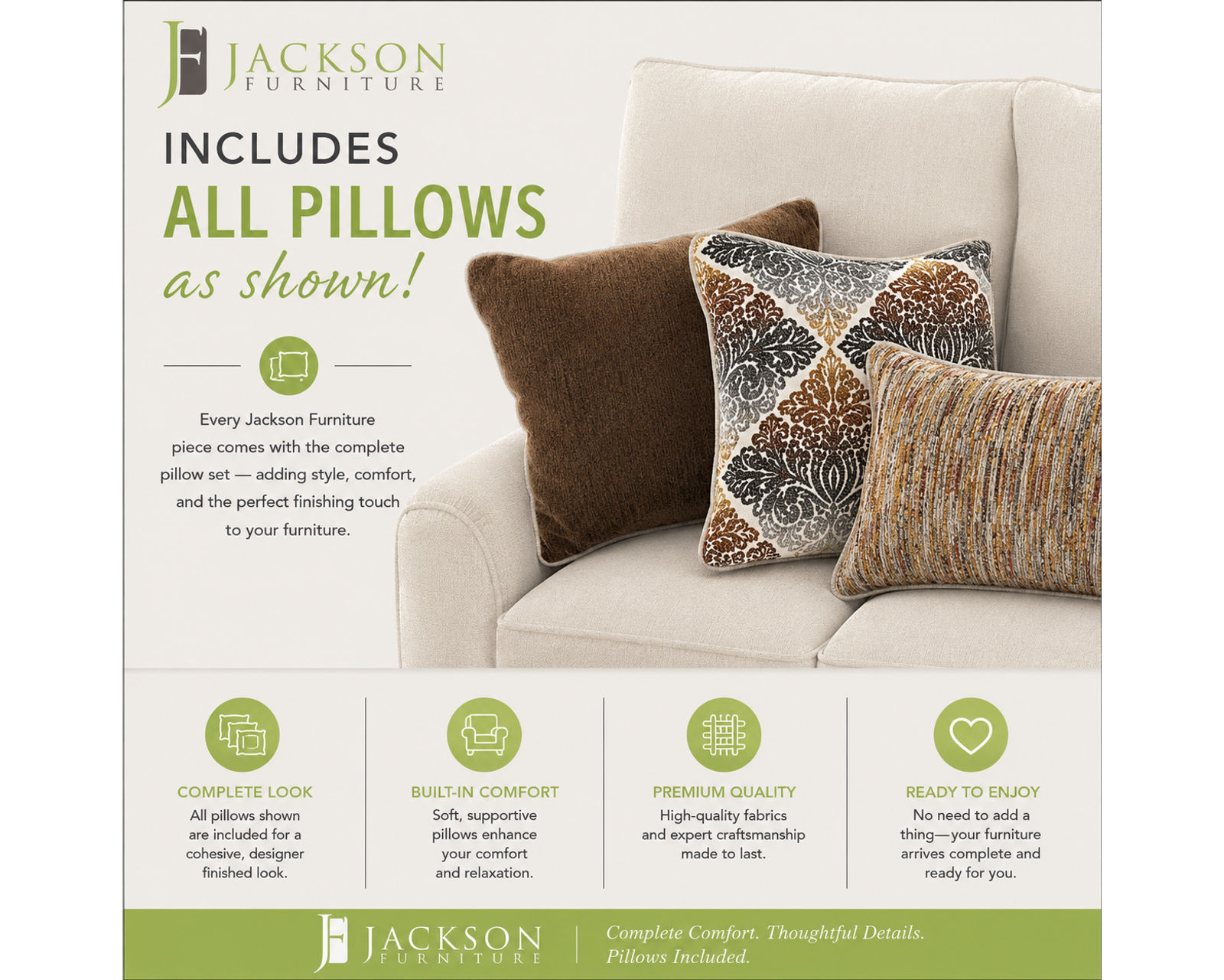 Cumberland 85" Stationary Sofa (Includes pillows) - Experience the Jackson Difference.