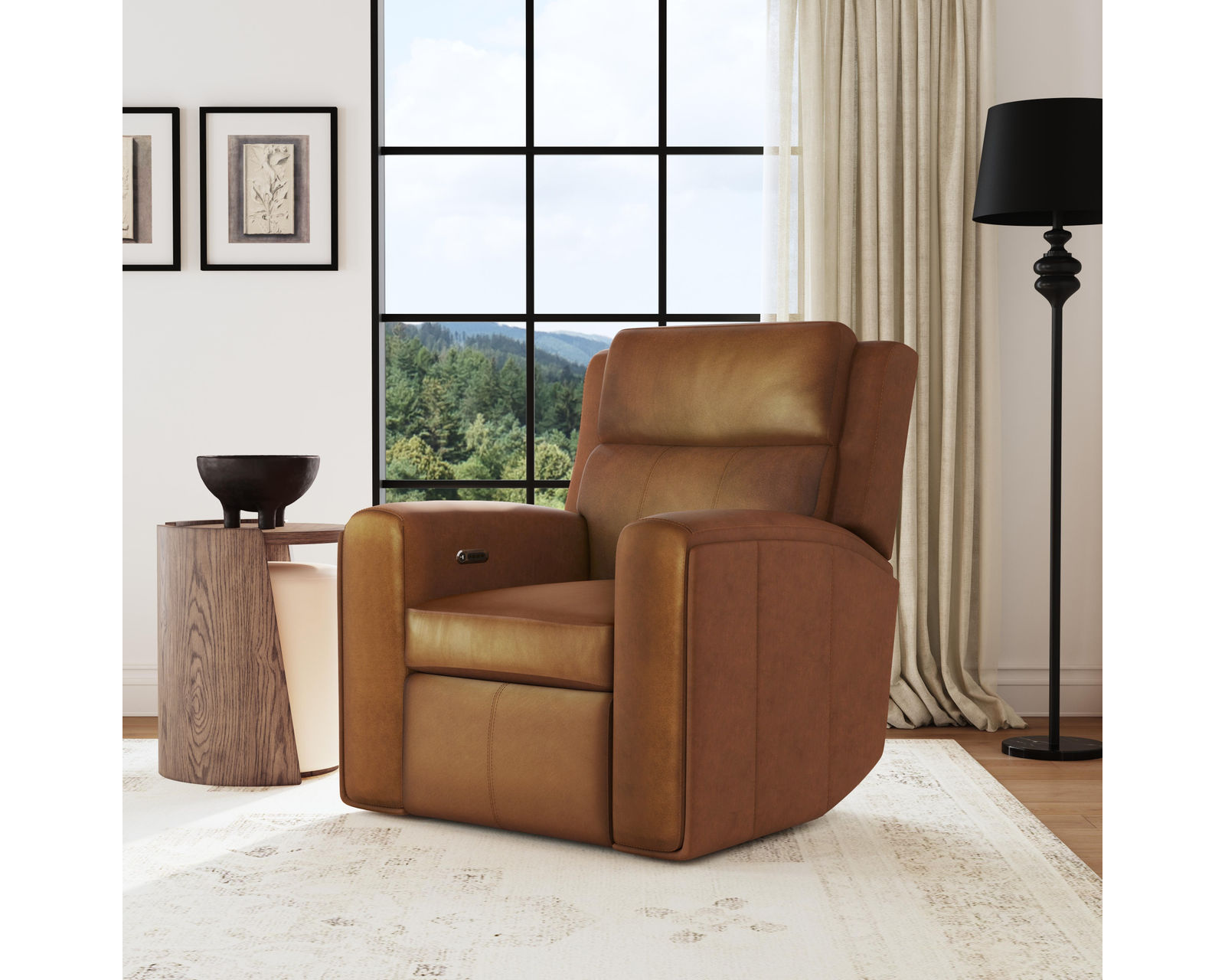 Wyatt 1596 Triple Power Reclining Console Loveseat 705-72 (85") 2 colors - in stock - Transitional style with a wide, sloping track arm