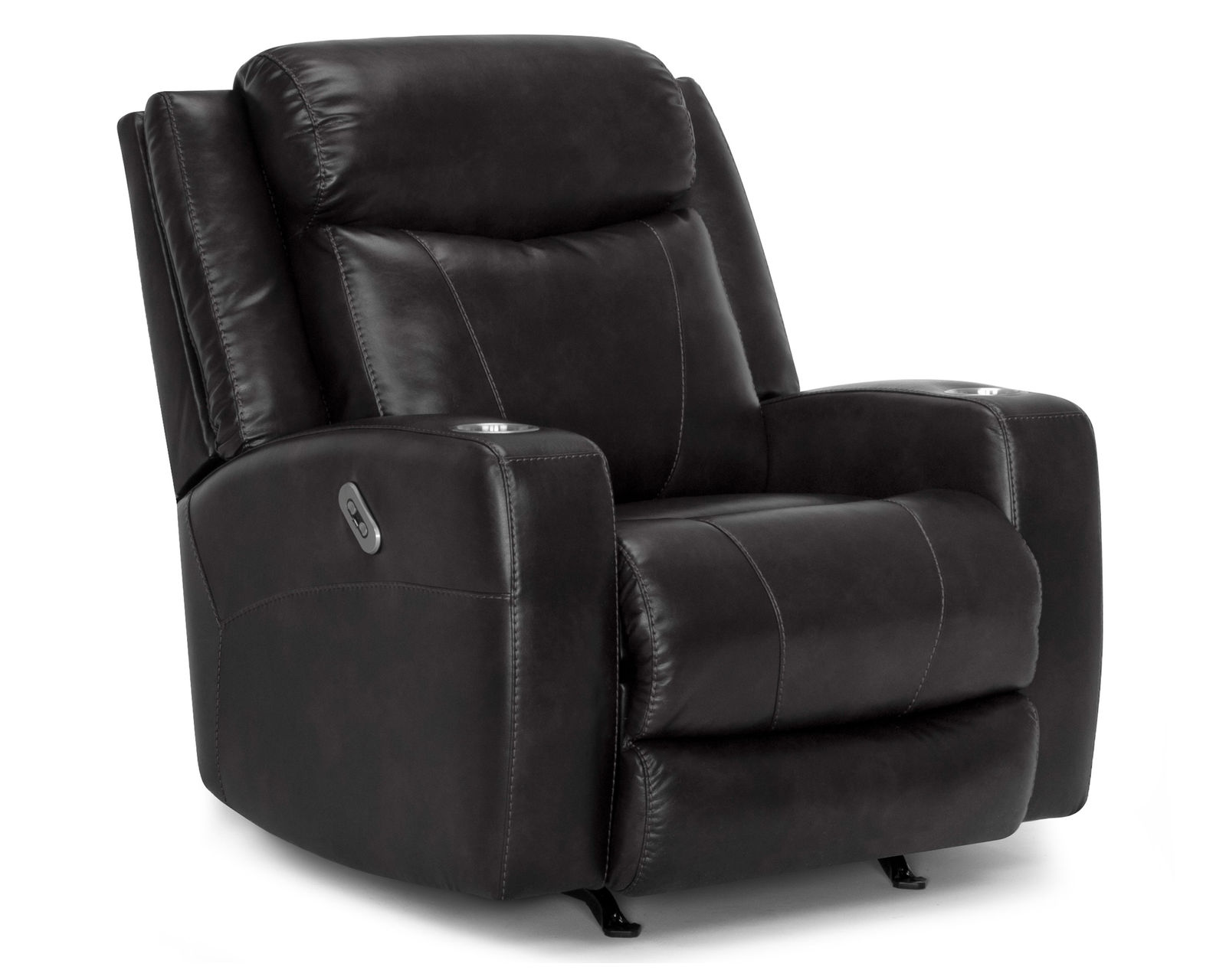 Carver 91" Power Headrest Power Reclining Sofa w/ Dropdown Table (Faux leather) - Carver Power Headrest Power Recliner  in Slate