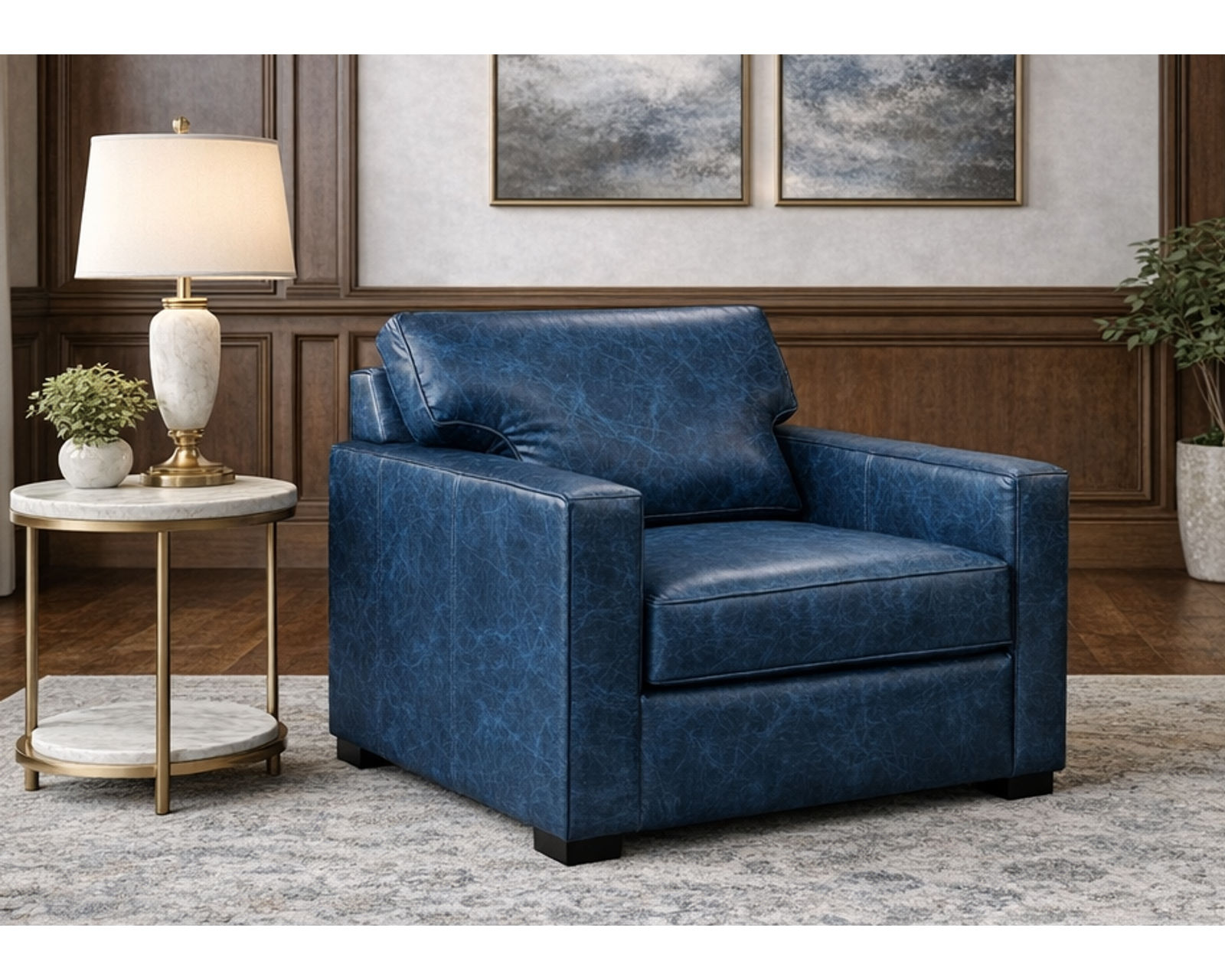 Baylor 88" Leather Sofa  (29 Top-Grain Leather Choices) - Baylor Leather Chair and a Half
