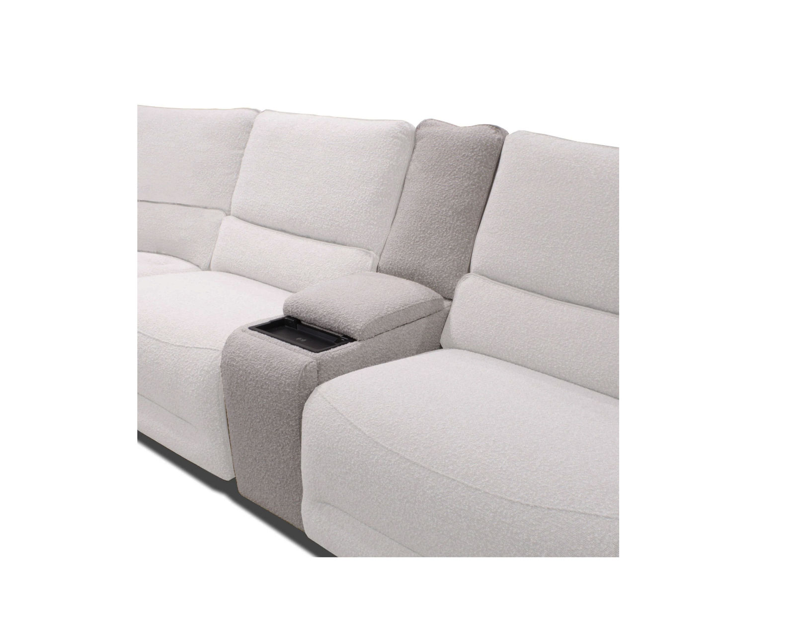 Stellar Zero Gravity Power Headrest Power Reclining Sectional Cotton (In stock - Fast shipping) - Steller Tilt Console with Black Wireless Charger and LED Light