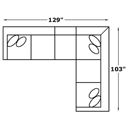 Layout D: Three Piece Sectional 129" x 103"