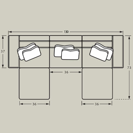 Layout E: Five Piece Sectional 130" Wide