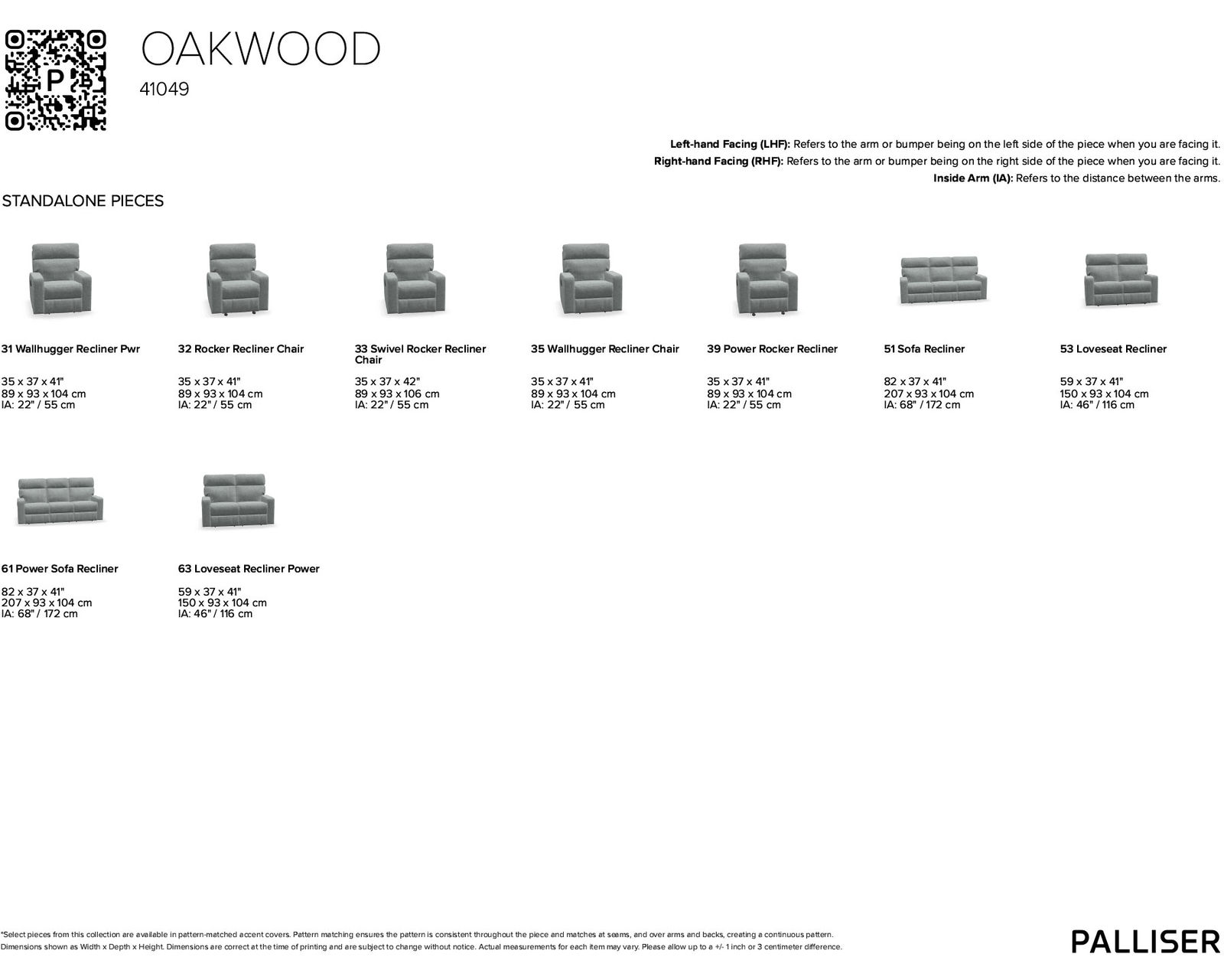 Oakwood 41049 Reclining Sofa (81") +100 leathers - Oakwood Reclining Pieces Available