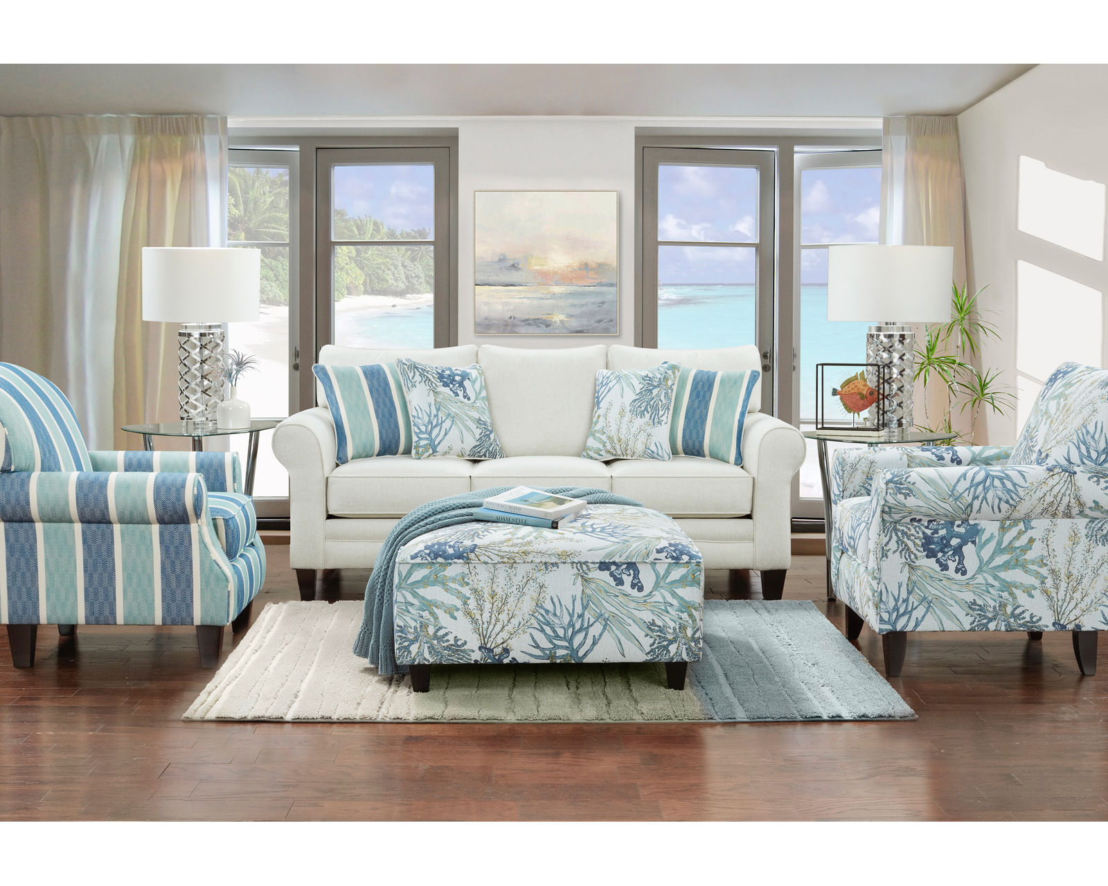Grande Glacier 88" Sofa -1140 (includes pillows) Performance fabric (in stock) - Entire room available and on sale