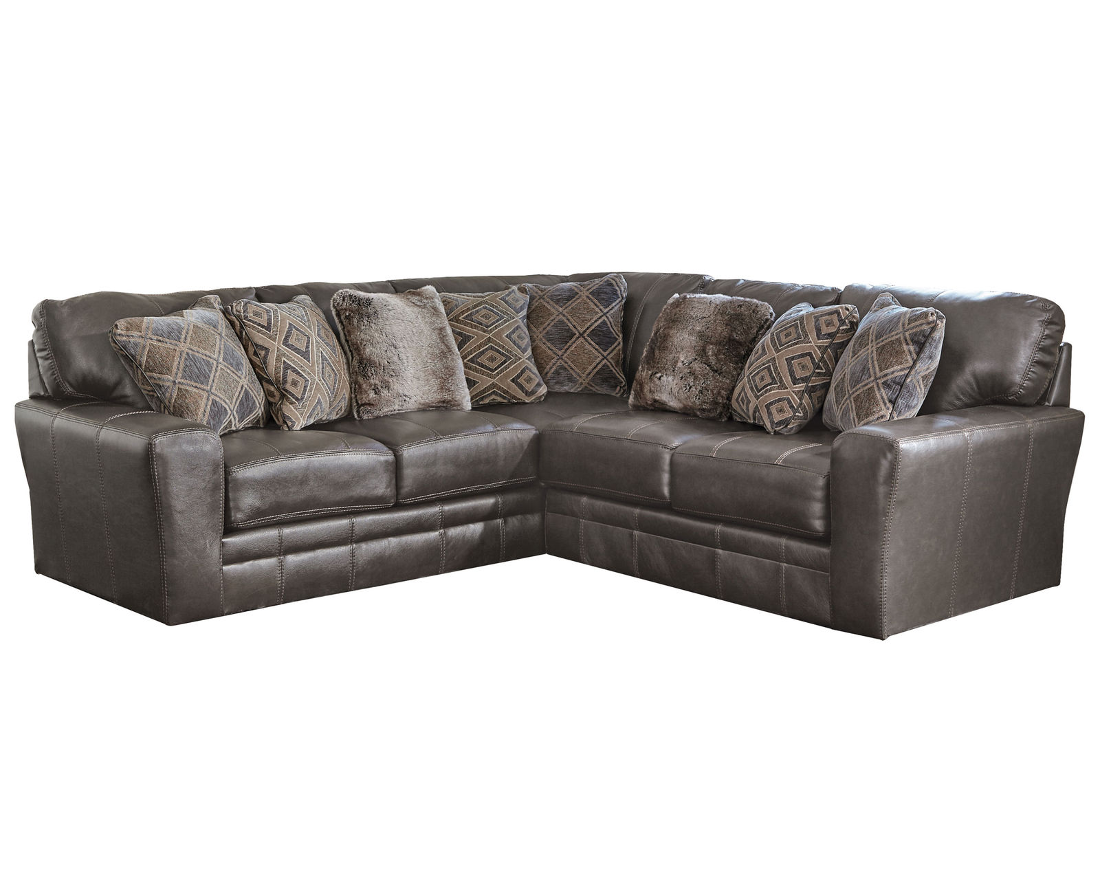 Denali Top Grain Leather Sectional (Includes Pillows) Choice of Colors - Sectional Layout E: Steel Leather - Top Grain Italian Leather Everywhere Your Body Touches