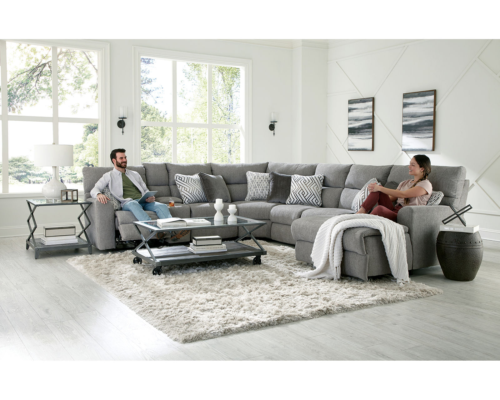 Sydney Modular Reclining Sectional with Power Recline Chaise (includes pillows) - Relax Better. Live Better.