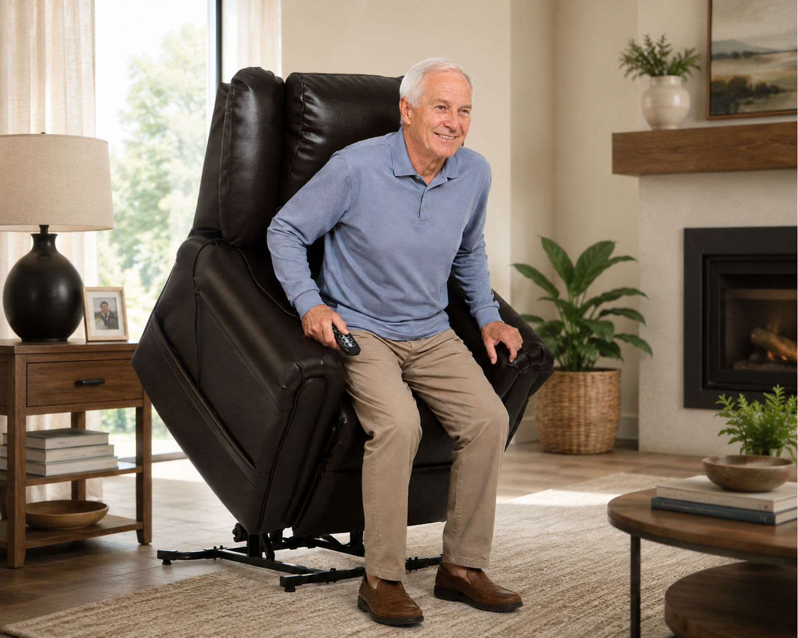 Cosset Power Lift Power Headrest Lay Flat Recliner w/ CR3 Heat & Massage Rated 250 Pounds - Rated to 400 Pounds