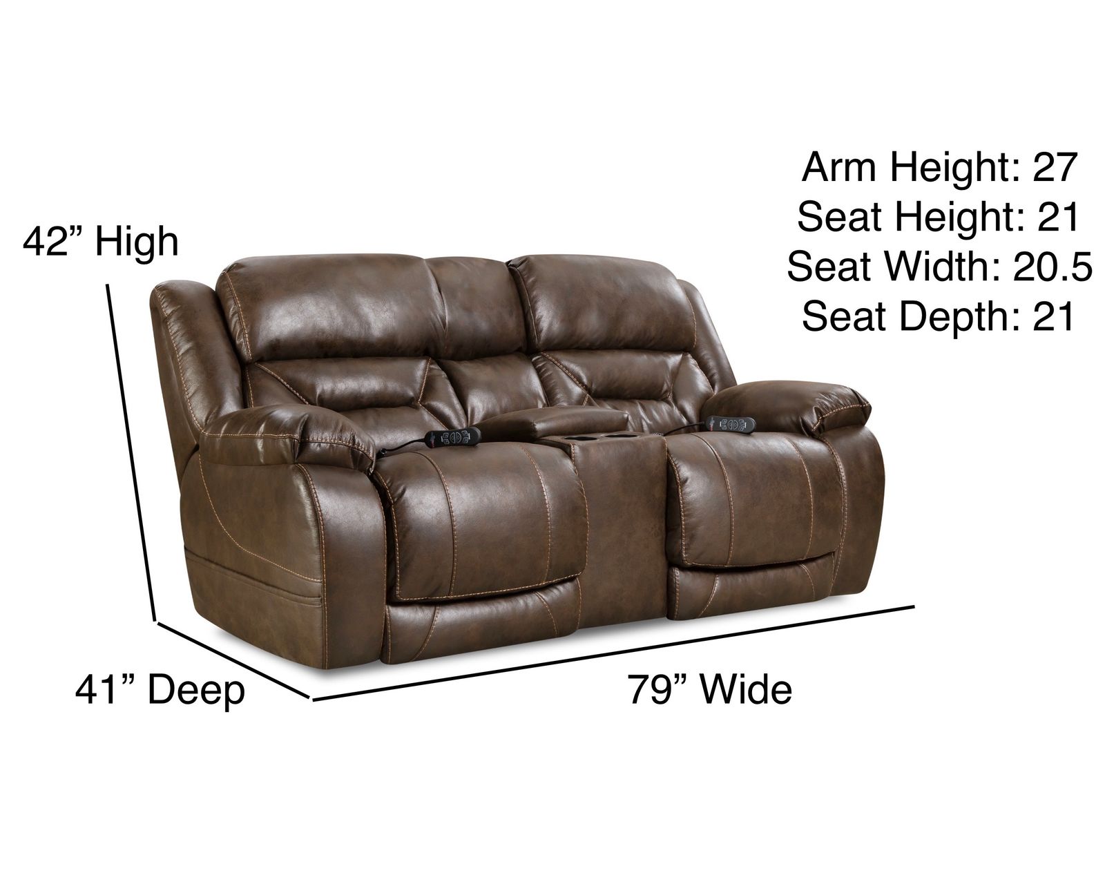 Greer Triple Power Wall-Saver Recliner Walnut (In stock) - Greer 79" Power Reclining Console Loveseat