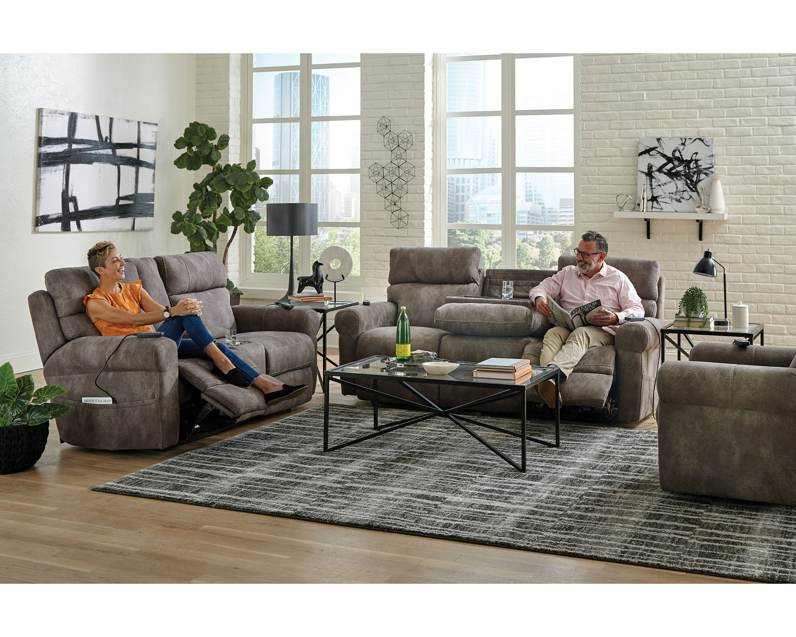 Tranquility 87" Power Reclining Lay Flat Sofa with Power Headrests, Deep Tissue Massage, Heat & Center Drop-Down Table (includes pillows) - Relaxation Without Compromise.