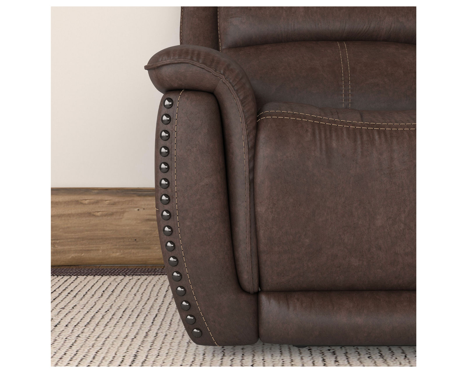 Beau 1011 Power Headrest Power Reclining Console Loveseat (Chocolate faux leather fabric) in stock