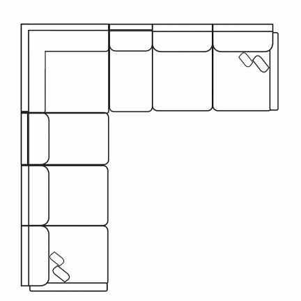 Layout H: Five Piece Sectional 127" x 127" (2 USB Chargers)