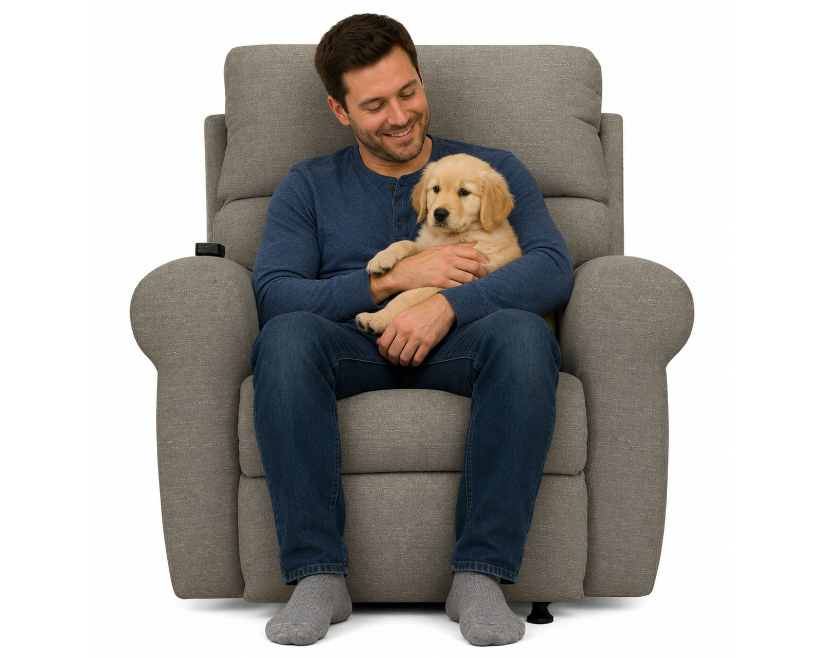 Unity Power Headrest Power Rocker Recliner with CR3 Heat & Therapeutic Massage Nanobionic Performance Fabric (2 colors) - Therapeutic Comfort at the Touch of a Button.