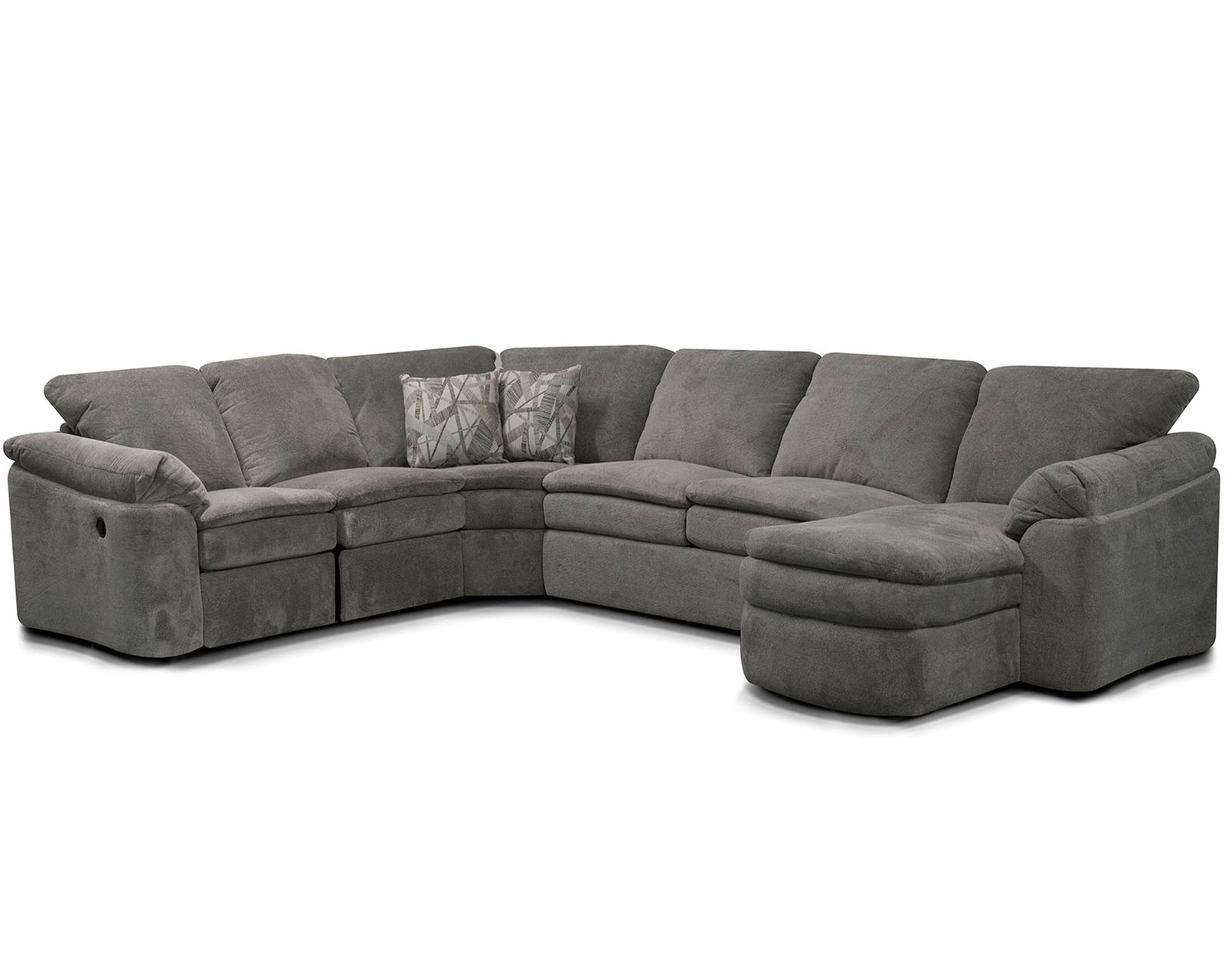Seneca Falls 7300 Reclining Sectional  (+100 Standard and Performance Fabrics) - Layout G: Five Piece Reclining Sectional 105" x 148" (2 recliners)