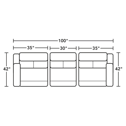 Layout A: Three Piece Sectional 100" wide (two recliners)