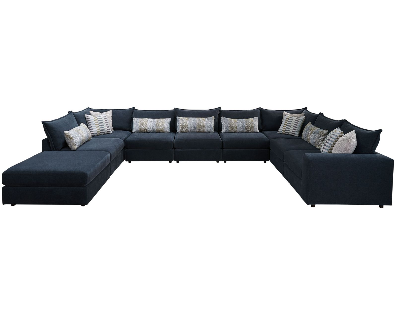 Fusion Elise Ink Cockpit Eight Piece Sectional (includes pillows) 123" x 220" x 123" - (a) Elise Ink Cockpit Nine Piece Sectional - 7004-03  (123" x 220" x 123")