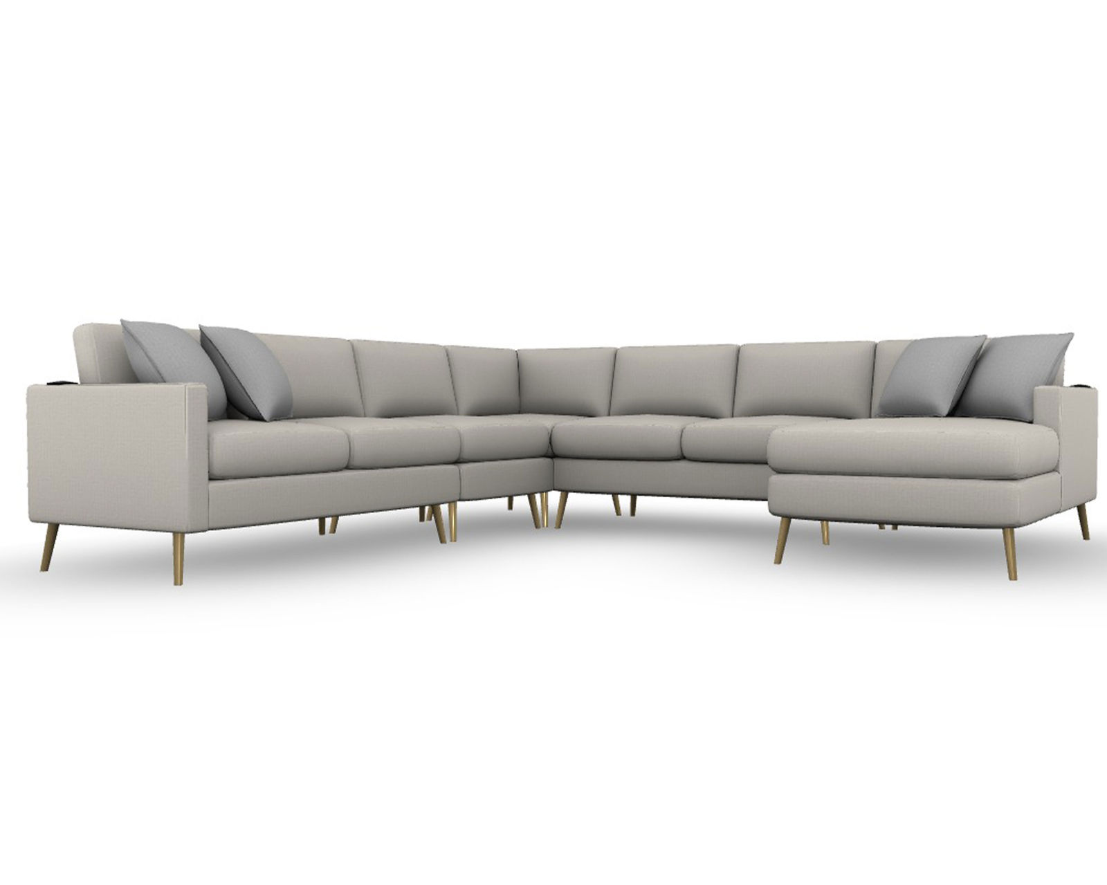 Trafton M10 Stationary Sectional (+139 fabrics)USB charging - Layout G: Four Piece Sectional 92" x 124" (Two USB chargers)