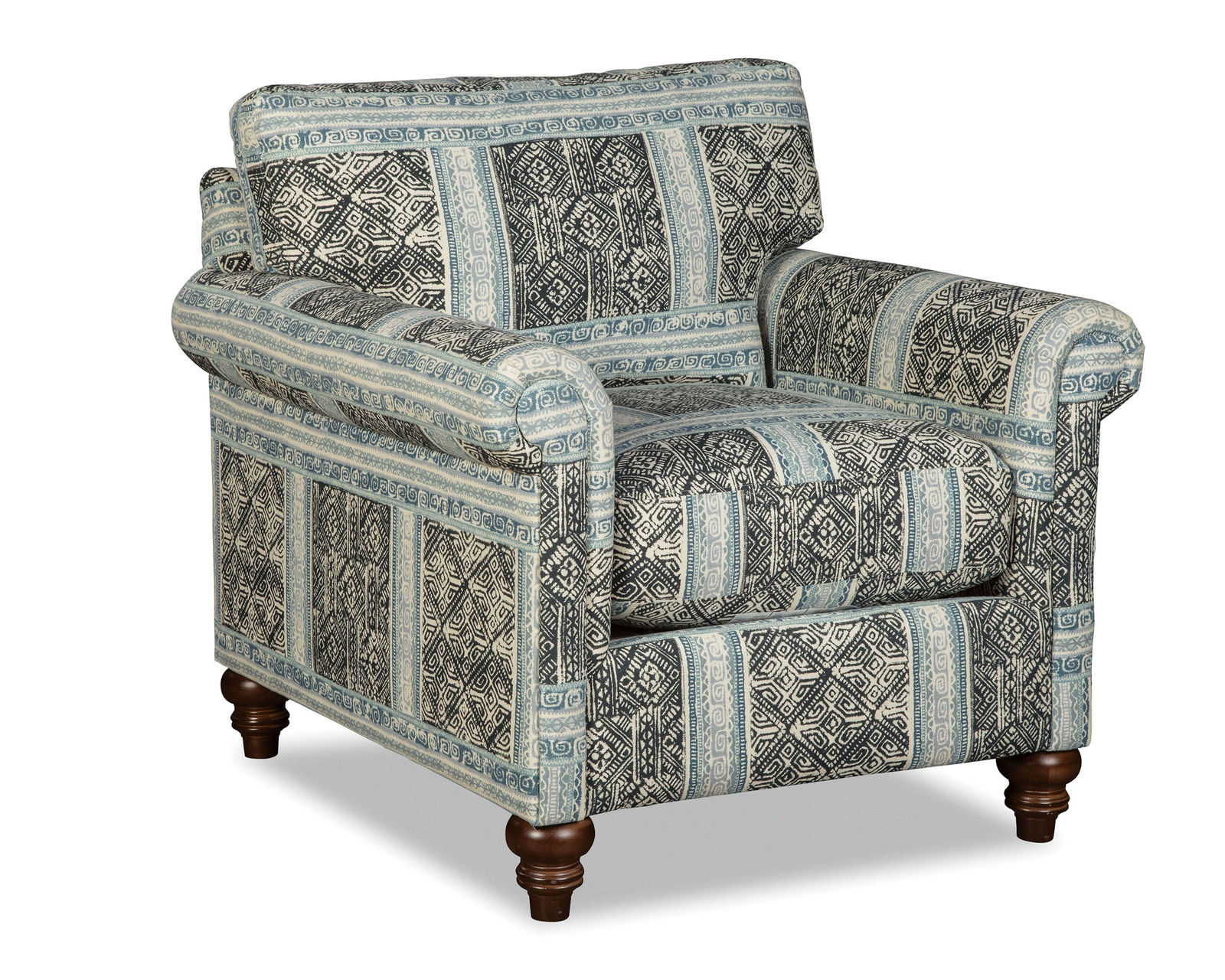 M9 Stationary Chair (100+ Performance fabrics) Make it Yours - Shown with panel arm, knife edge back and turned legs