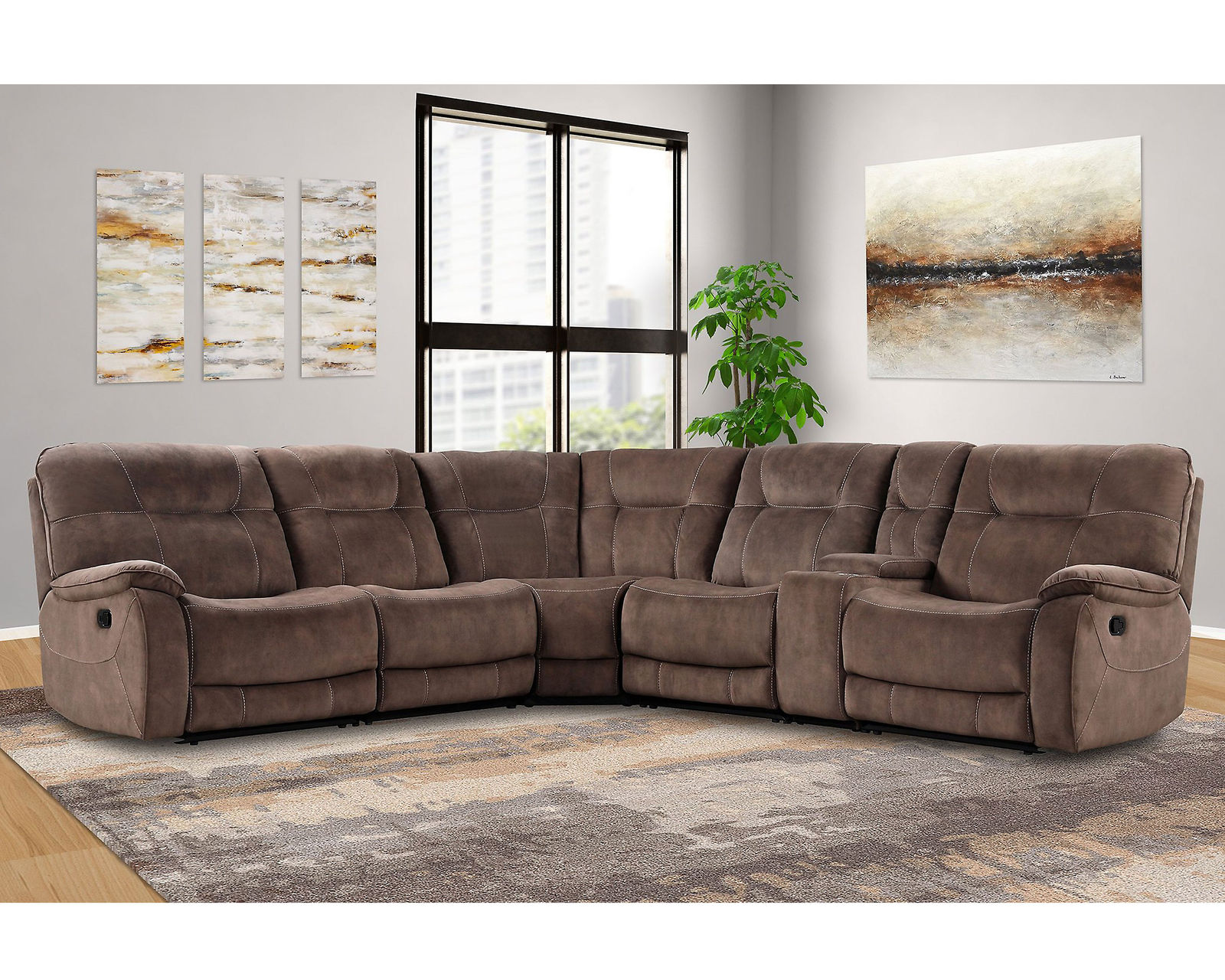 Cooper Brown Reclining Sectional (In stock - Fast shipping) - Sectional Layout C:  Cooper Brown Reclining Sectional