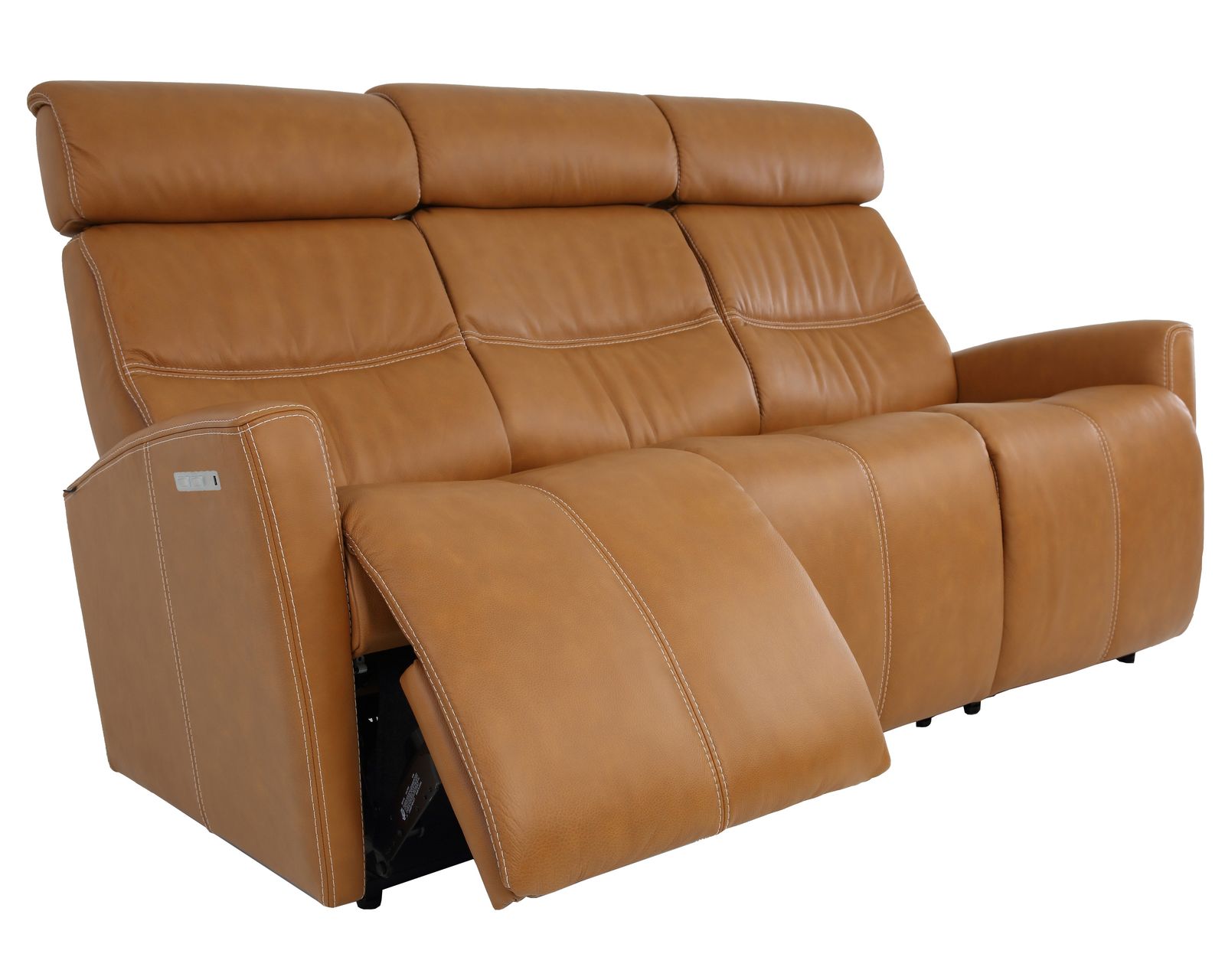 Milan 78" Leather Power Reclining Wall Saver Sofa Cognac (In stock - Fast shipping) - Milan Dual Power Reclining Wallsaver Sofa - In stock