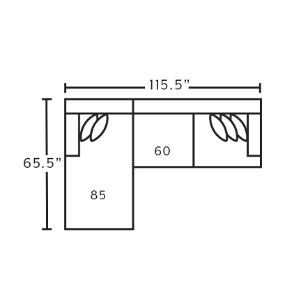 Layout A: Two Piece Sectional 65.5" x 115.5"