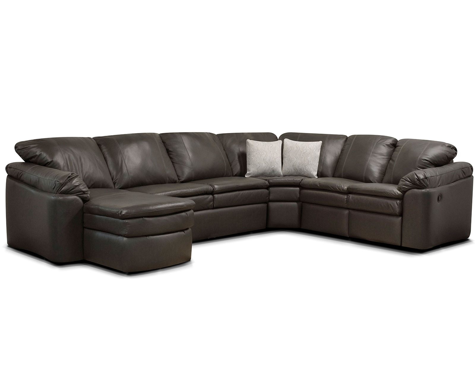 Lackawanna 7300L Leather Reclining Sectional (7 Top-Grain Leather Choices) - Layout F: Five Piece Reclining Sectional 148" x 105" (2 recliners)