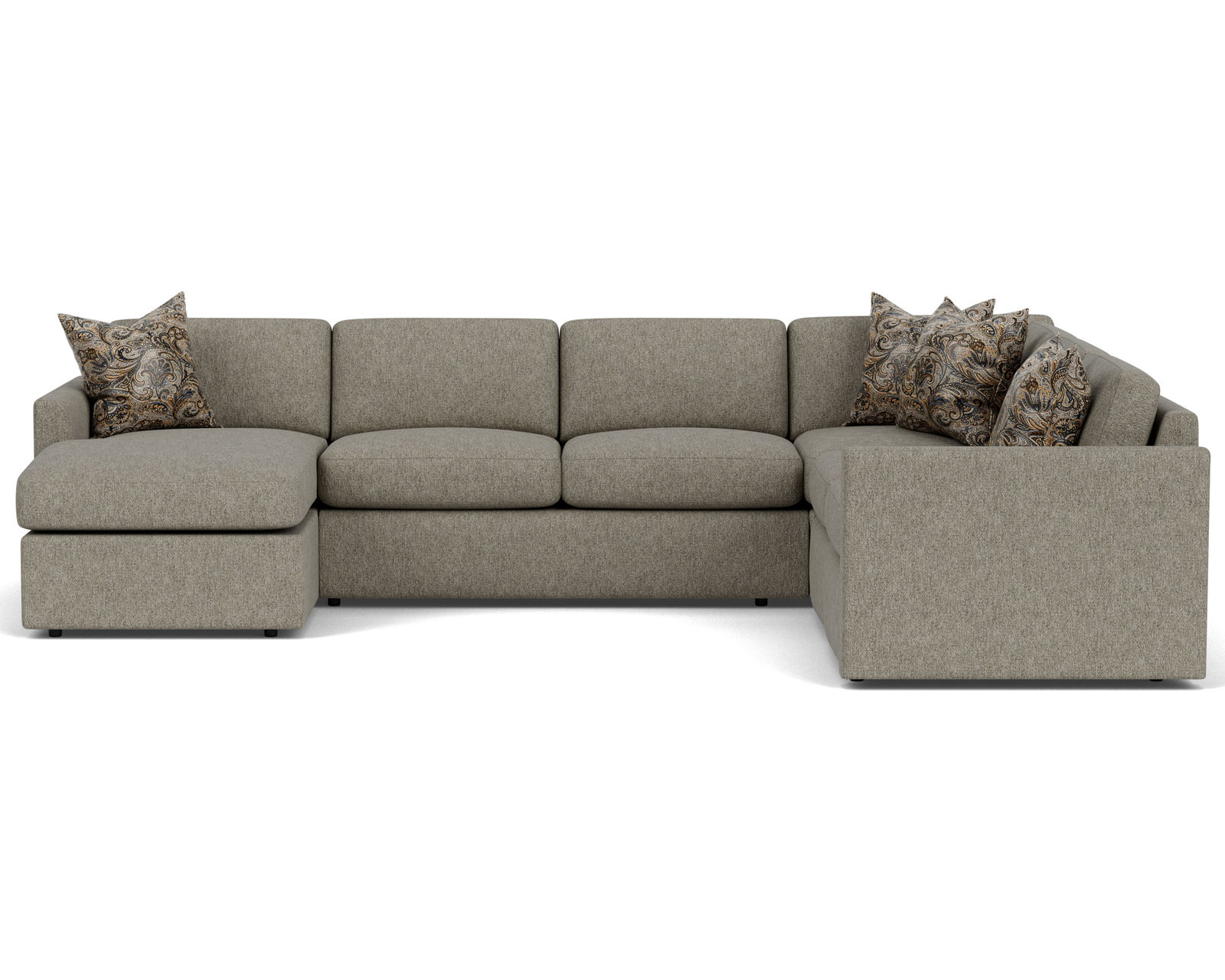 Sky 5512 Sectional (hypoallergenic down-like cushion) +100 fabrics - Layout F: Five Piece Sectional 65" x 136" x 106"