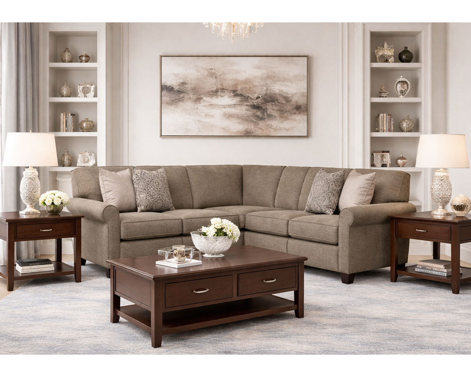Angie Stationary Sectional  (+100 Standard and Performance Fabrics) - Layout C: Two Piece Sectional 88" x 88"