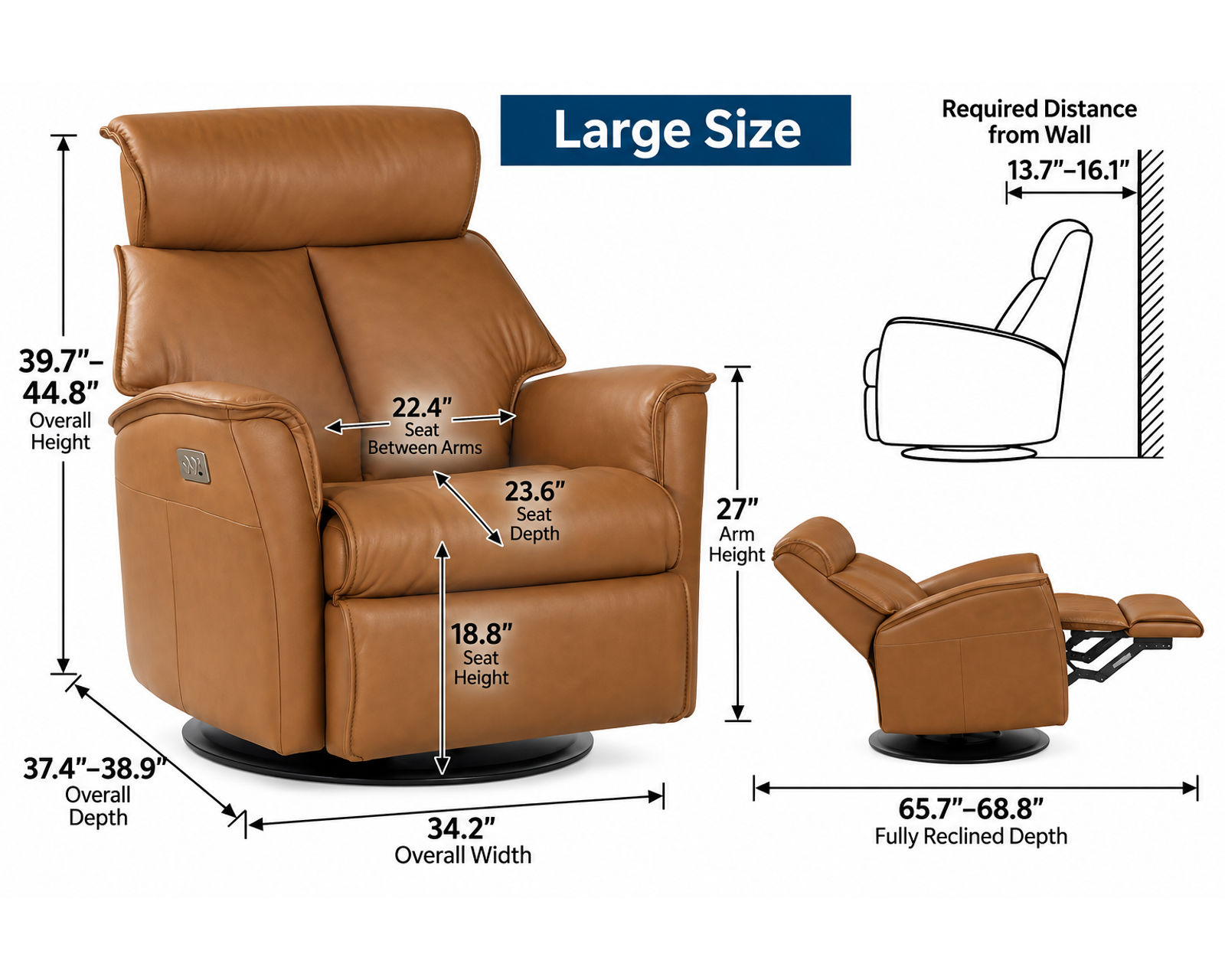 Boss Swivel Glider Relaxer Recliner Cinder (Big Comfort. Bold Scandinavian Design. In stock) - Premium Scandinavian Comfort Made Affordable.