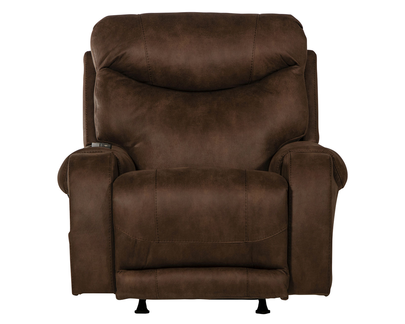 Recharger Power Headrest Power Recliner Deep-Tissue Massage, Therapeutic Heat & Personalized Power Comfort in One Recliner (two colors) - Shown in Leather Like Fabric Chocolate