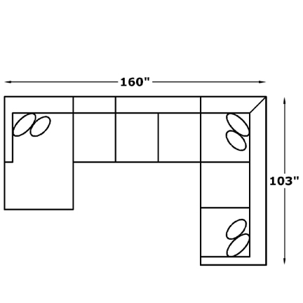 Layout J: Four Piece Sectional 160" x 103"