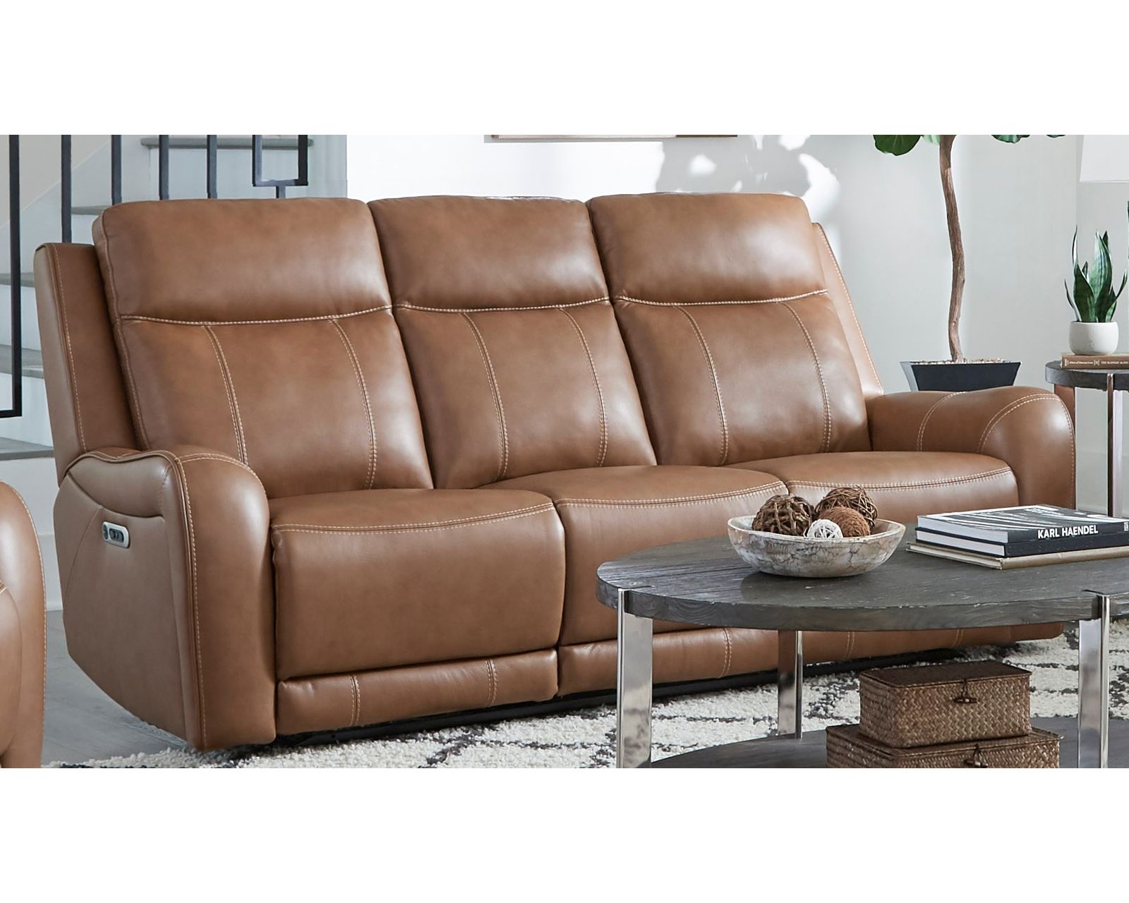 Haywood 86" Power Headrest Power Reclining Leather Sofa (In stock - Fast shipping)