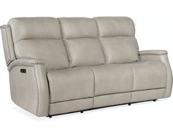 Rhea Leather Zero Gravity Power Recline Sofa with Power Headrest (Ash) In stock