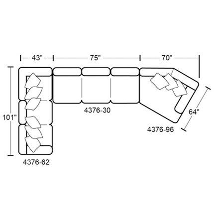 Layout K: Four Piece Sectional 101" x 188" x 64"
