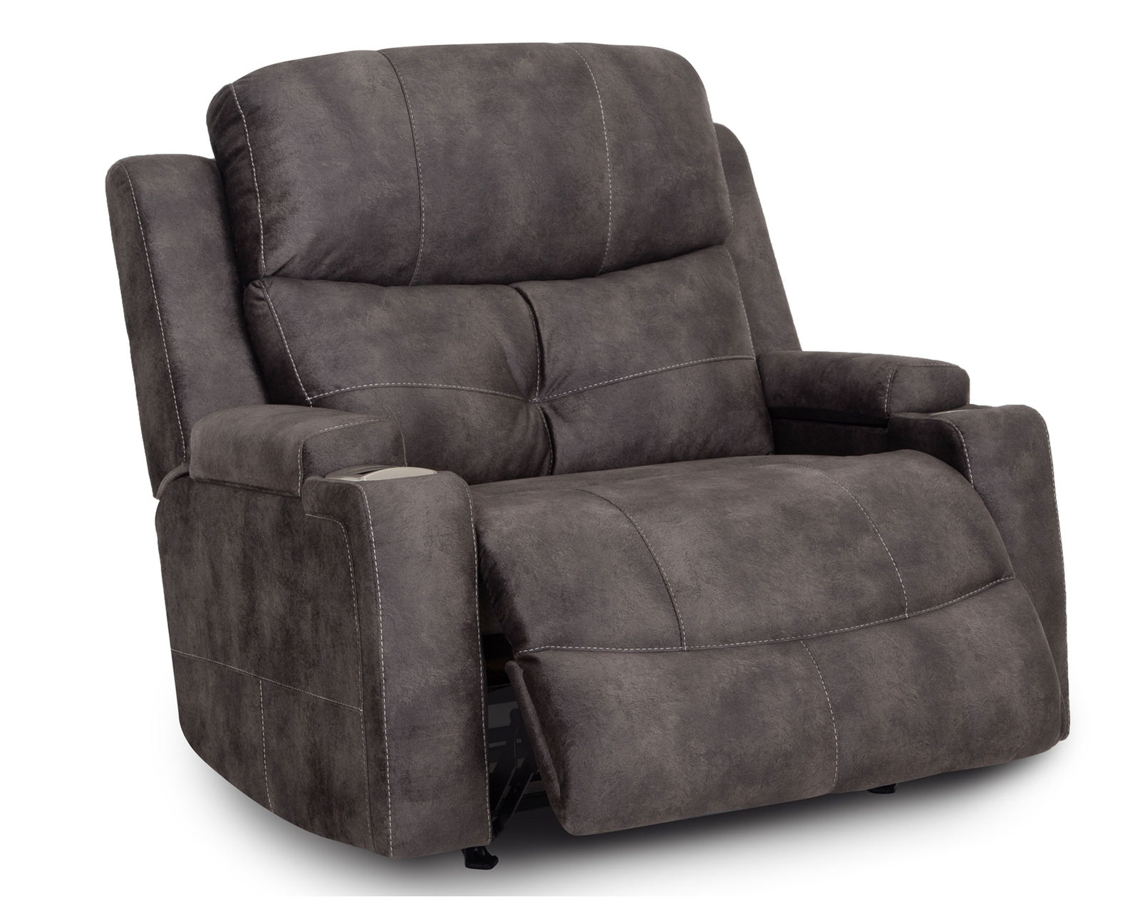 Arlington 8507 Chair & A Half Power Rocker Recliner (Extra-Wide Comfort. Built-In Storage. Wireless Charging) - Arlington Chair and a Half Power Recliner in Leather Like Fabric 3351-03 Monroe Ebony