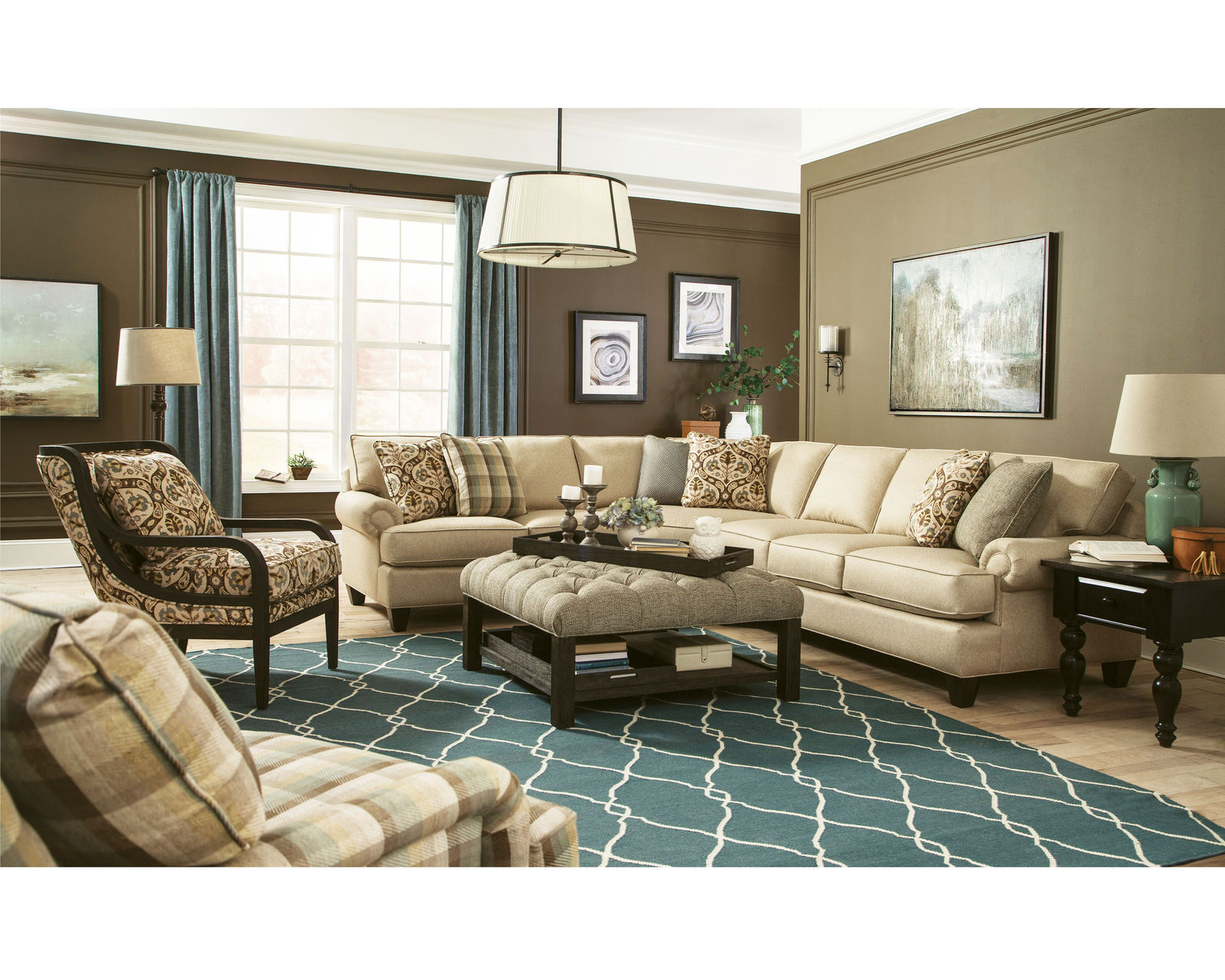 C9 Stationary Sectional (100+ Performance fabrics) Make it Yours - Shown with panel arms, box back cushions and tapered legs