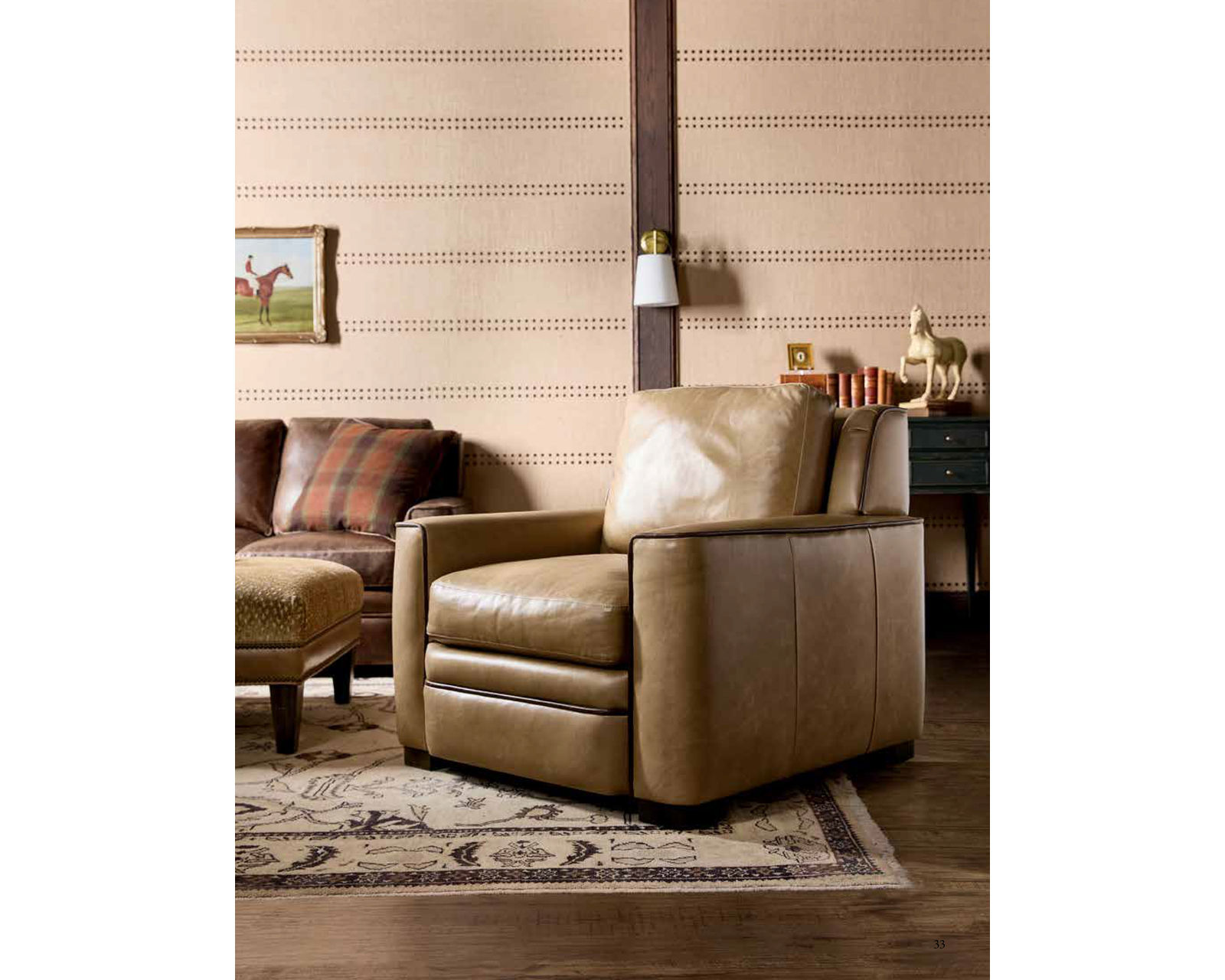 Bradington Young Beckham Sofa (12 leathers) 8-Way Hand Tie - Beckham Stationary Chair 8-Way Hand Tie