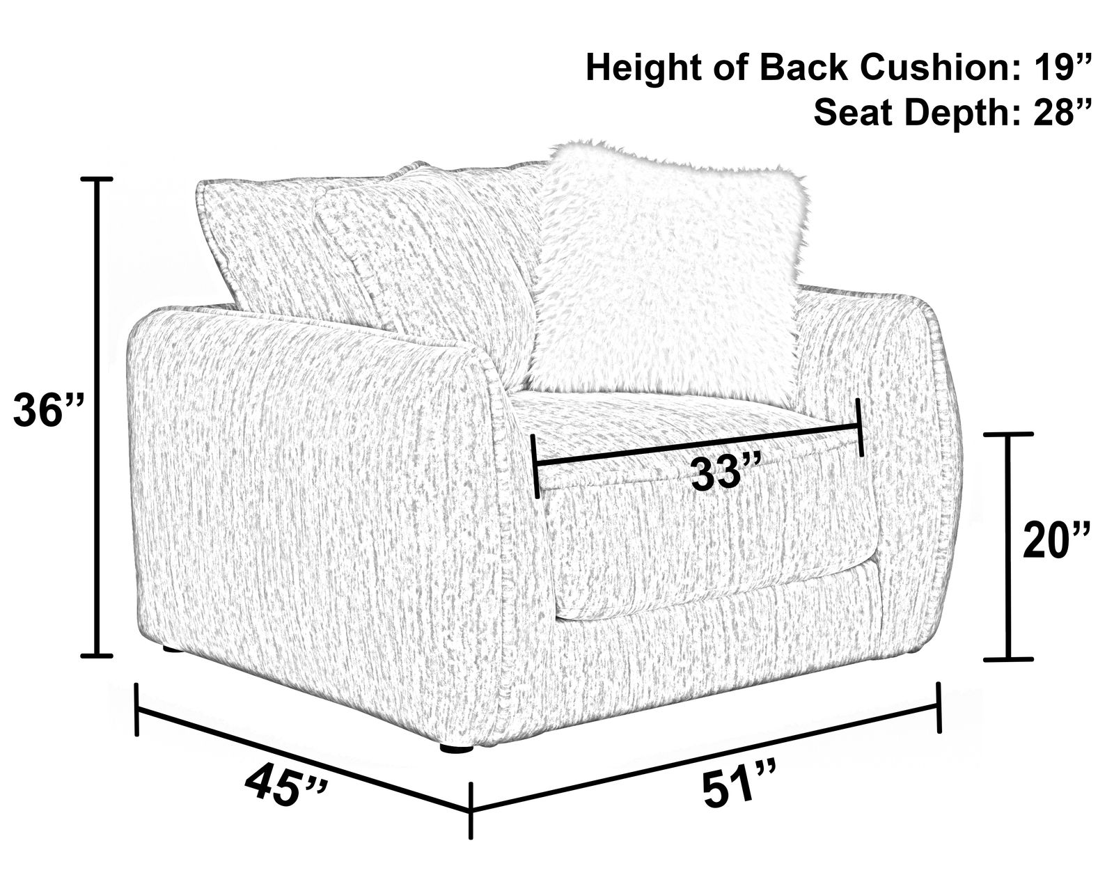 Bankside 91" Stationary Sofa (+2 colors) Includes Pillows - Chair Size