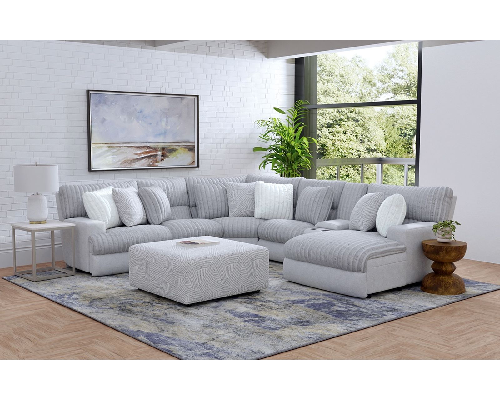 Abraxas Two Tone Modular Reclining Sectional (includes pillows)