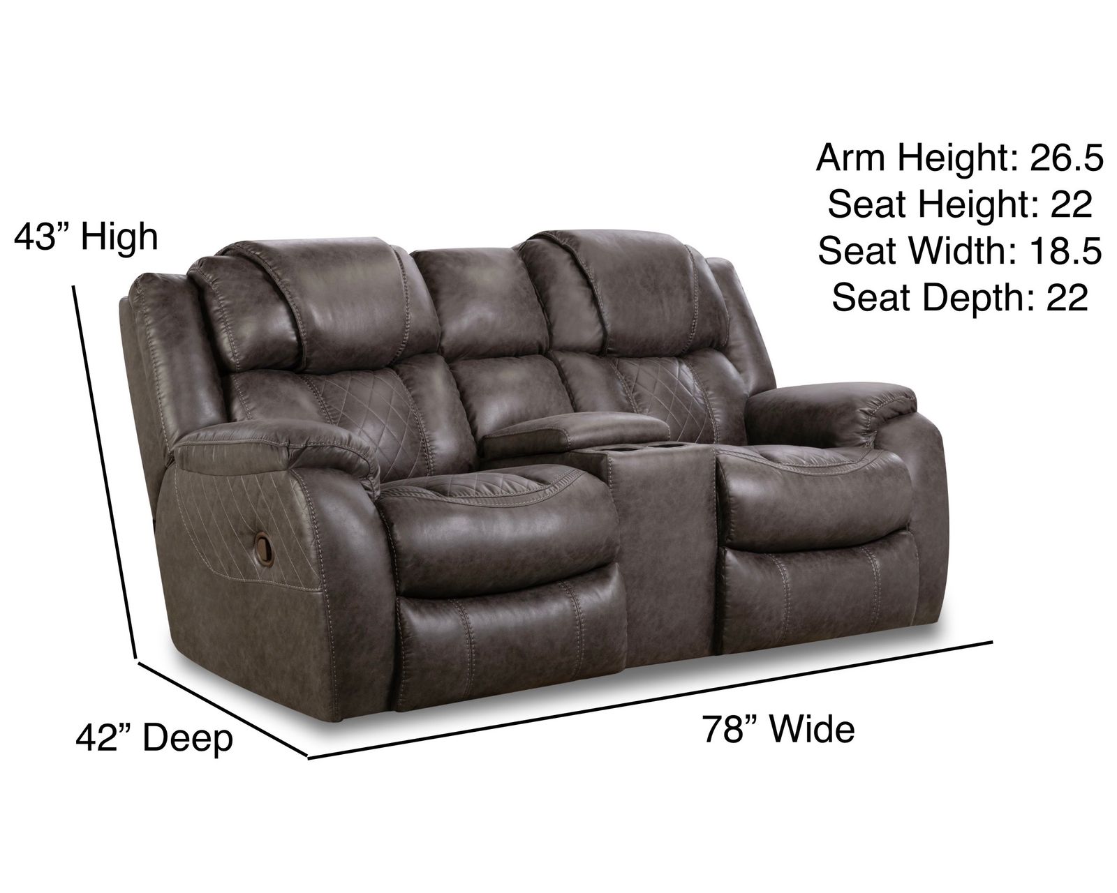 Rayna 88" Double Reclining Sofa Grey (In stock) - Rayna 78" Reclining Console Loveseat