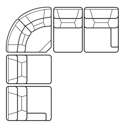 Layout E: Five Piece Reclining Sectional 105" x 105" (2 lift recliners)