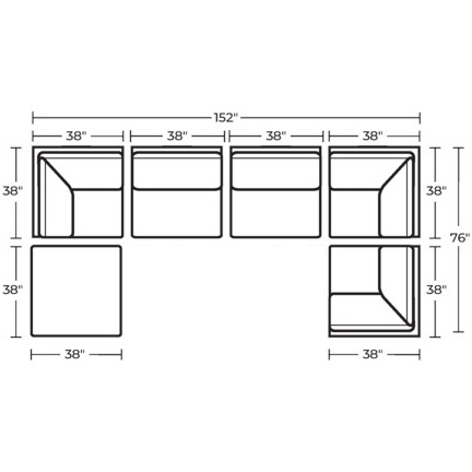 Layout D: Six Piece Sectional 76" x 152" x 76"