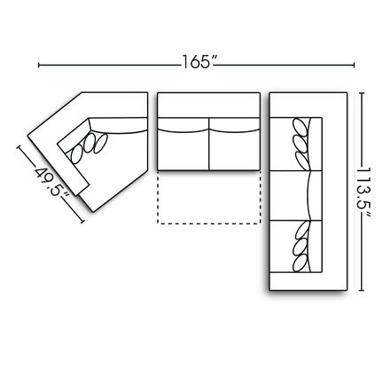 Layout B: Four Piece Sleeper Sectional 165" x 113.5"