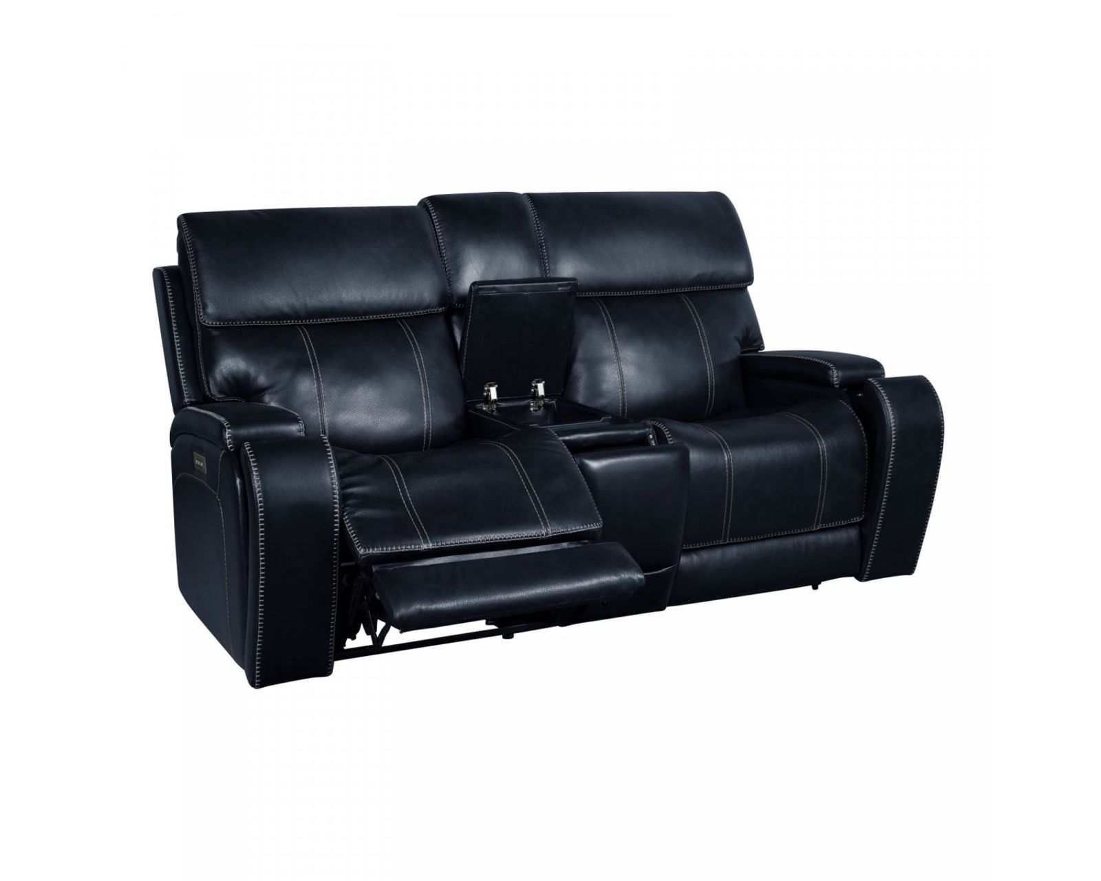 Glenwood 88" Leather Sofa w/Power Recline, Power Head Rests & Power Lumbar (Lay Flat) Ocean (In stock) - Glenwood Loveseat Console w/Power Recline, Power Head Rests & Power Lumbar (Lay Flat)