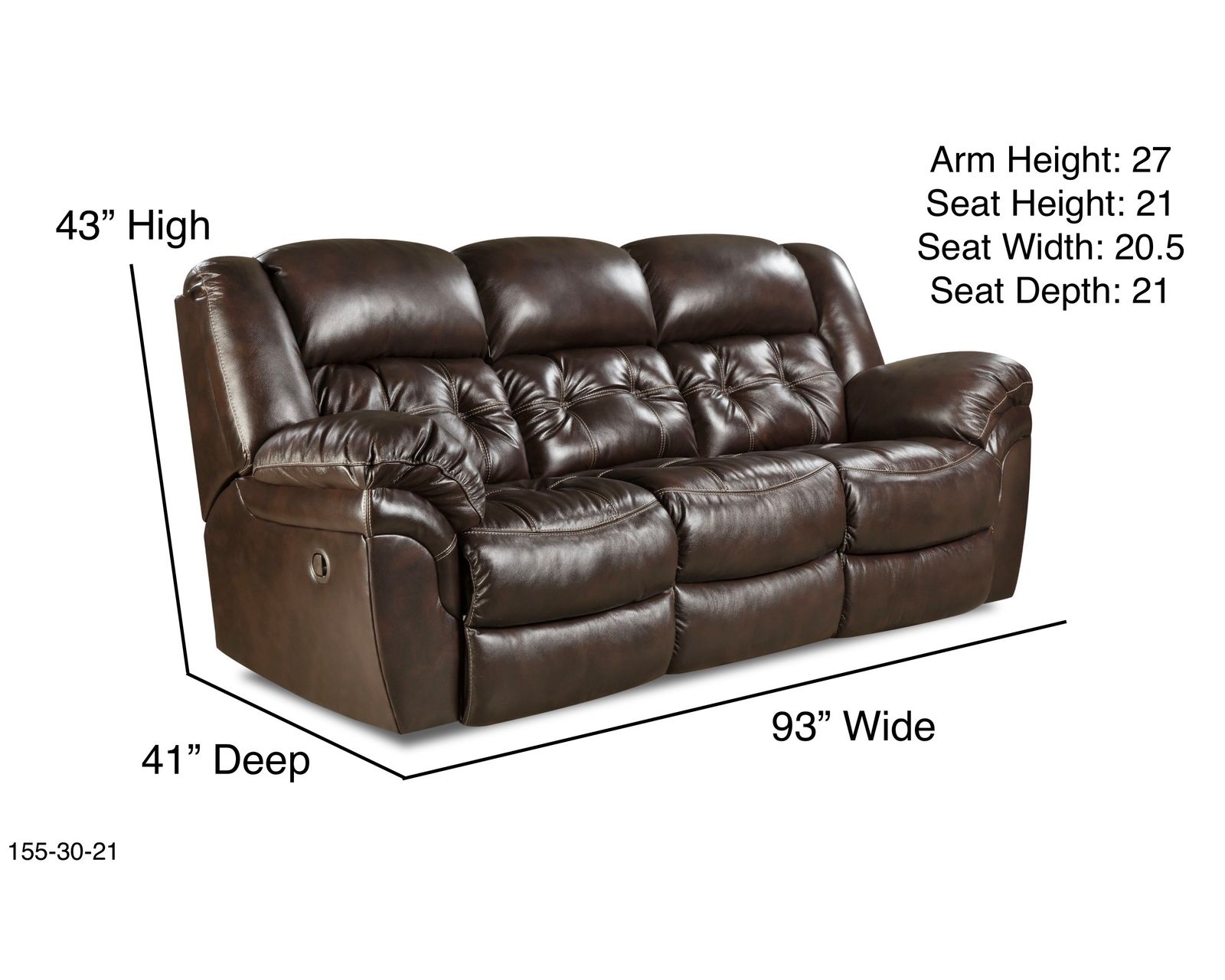 Denver 81" Reclining Console Loveseat Chocolate (In stock) - Denver Double Reclining Sofa